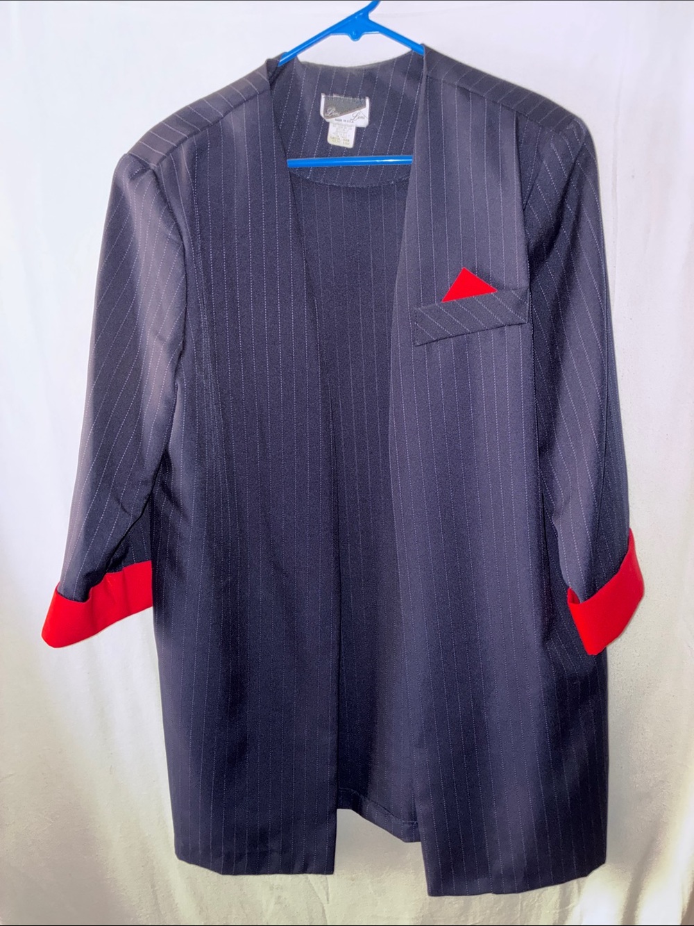 Vintage Leni Leni  Navy Pinstripe Blazer with Red Accents